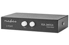 Nedis VGA prepínač / 2x VGA vstup / 1x VGA výstup / rozlíšenie 2560x1600 / čierny / BOX