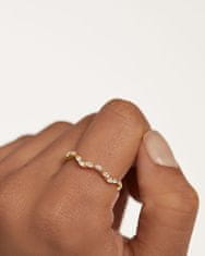PDPAOLA Elegantný pozlátený prsteň so zirkónmi Lake Essentials AN01-875 (Obvod 54 mm)