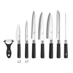 Northix Krabička s 13 nožmi, brúsenie nožov, skalár 