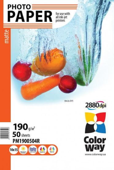 ColorWay Fotopapier CW Matný 190g/m²,50ks,10×15