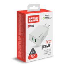 ColorWay AC nabíjačka 2xUSB Quick Charge 3.0 (36W) biela, (CW-CHS017Q-WT)