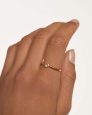 PDPAOLA Minimalistický pozlátený prsteň so zirkónmi Couplet Essentials AN01-872 (Obvod 54 mm)