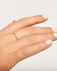 PDPAOLA Minimalistický strieborný prsteň so zirkónom White Solitary Essentials AN02-156 (Obvod 50 mm)
