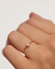 PDPAOLA Elegantný pozlátený prsteň s perlou Solitary Pearl Essentials AN01-160 (Obvod 50 mm)