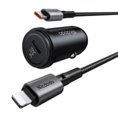Mcdodo Nabíjačka do auta Mcdodo CC-7492, USB-C, 30 W + kábel USB-C na Lightning (čierna)