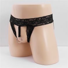 Temptly Sexy pánske čipkované nohavičky s krúžkom na penis a odhaleným zadkom