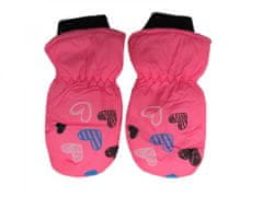 HolidaySport Detské zimné rukavice palčiaky C12-2 Srdiečka ružová 2-4 roky
