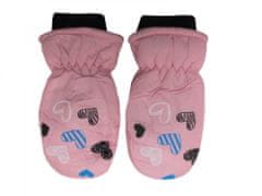 HolidaySport Detské zimné rukavice palčiaky C12-1 Srdiečka svetlo ružová 2-4 roky