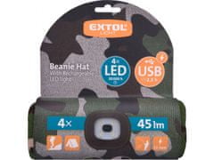 Extol Light čiapka s čelovkou 4x45lm, USB nabíjanie, maskovacie, univerzálna veľkosť