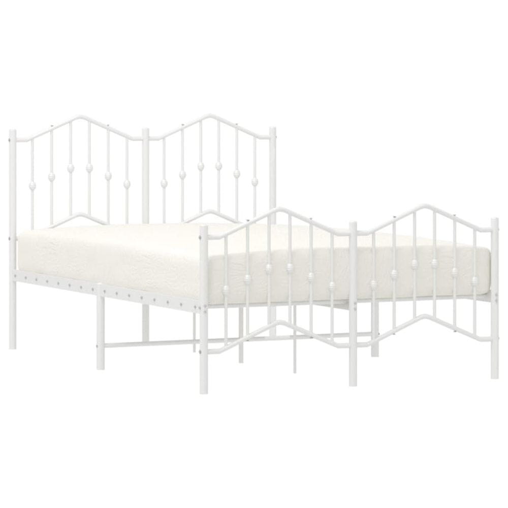 Vidaxl Kovový rám postele s predným a zadným čelom biely 120x200 cm