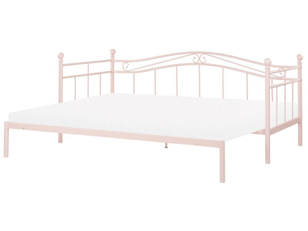 Beliani Kovová posteľ 90 x 200 cm pastelová ružová TULLE