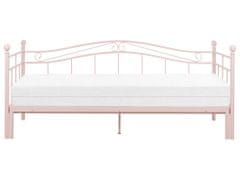 Beliani Kovová posteľ 90 x 200 cm pastelová ružová TULLE