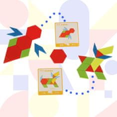 WOWO Montessori Drevené Puzzle, Farebné Mozaikové Tvary, 155 Prvkov