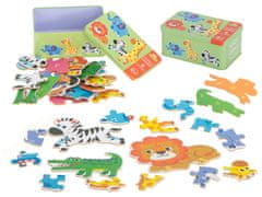 WOWO Safari Zvieratká Puzzle v Plechovom Boxe - 25 Dielikov