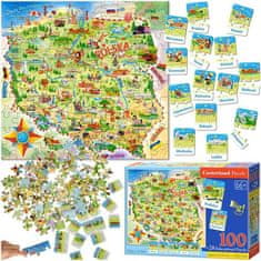 WOWO CASTORLAND Edukačná Puzzle Mapa Poľska, 128 Dielikov, pre Deti 6+