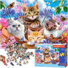 WOWO Puzzle Skladačka Castorland Mačiatka s Kvetmi - 120 Dielikov, Vhodné pre Deti 6+ rokov