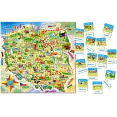 WOWO CASTORLAND Edukačná Puzzle Mapa Poľska, 128 Dielikov, pre Deti 6+