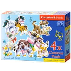WOWO Castorland 4v1 Puzzle, Zvieratká s Bábätkami - Vhodné pre Deti od 3 rokov
