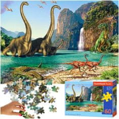WOWO Puzzle Skladačka Castorland Svet Dinosaurov - 60 Dielikov pre Deti 5+ Rokov