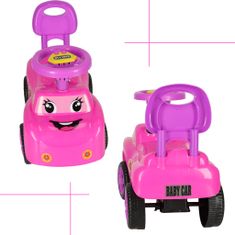 WOWO Roztomilé Tlačné Auto s Ružovým Klaksónom pre Deti - Usmievajúci sa Dizajn