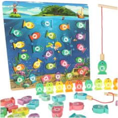 WOWO Montessori Magnetická Drevená Hra na Lov Rýb pre Deti