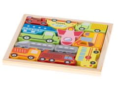 WOWO Vzdelávacie Drevené Puzzle, Triedič Tvarov Vozidiel pre Deti
