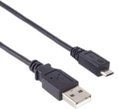 PremiumCord Kábel micro USB 2.0, AB 2m, čierna