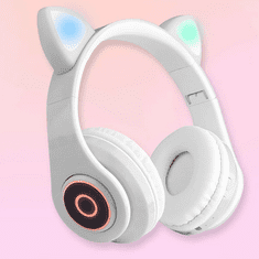 Sobex B39 Detské bezdrôtové slúchadlá s mačacími ušami, biele - detské slúchadlá