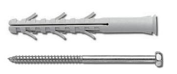 STREFA Rámová hmoždinka RMS 10x100 so skrutkou 6HR - so šesťhrannou hlavou, nylon - balenie 25 ks