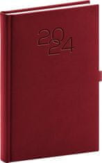 Diár 2024: Vivella Classic - vínový, denný, 15 × 21 cm