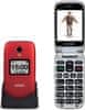 Evolveo EasyPhone FS, vyklápací mobilný telefón seniorov s nabíjacím stojanom, červená