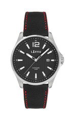 LAVVU Pánske hodinky so zafírovým sklom NORDKAPP Black / Top Grain Leather