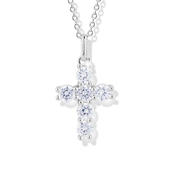 Modesi Pôvabný strieborný náhrdelník Krížik s kubickými zirkónmi M00541 (retiazka, prívesok)