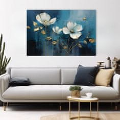 ARTMIE Nadčasová elegancia na plátne Modrá abstrakcia so zlatými akcentmi | 40x60 cm