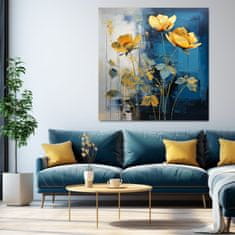 ARTMIE Nadčasová elegancia na plátne Zlaté kvety v modernom prevedení | 50x50 cm
