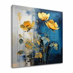 ARTMIE Nadčasová elegancia na plátne Zlaté kvety v modernom prevedení | 50x50 cm