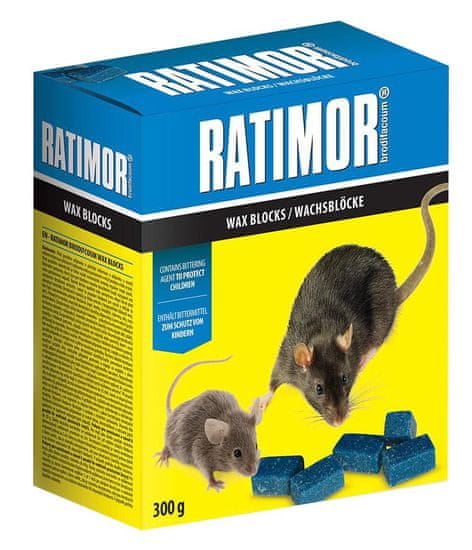 Ratimor Návnada RATIMOR Brodifacoum wax blocks, na myši a potkany, 300 g, parafínové kocky
