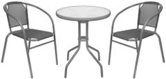 ST LEISURE EQUIPMENT Set balkónový BRENDA, šedý, stôl 72x59 cm, 2x stolička 60x71 cm