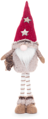 Postavička MagicHome Vianoce, Škriatok s dlhými nohami a dlhou bradou, látkový, červeno-hnedý, 20x12x53 cm