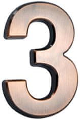 Číslo MagicHome "3" domové, s lepiacou páskou, bronzové, popisné, 70x100 mm, ABS