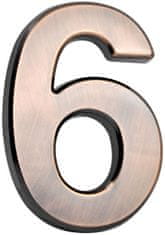 Číslo MagicHome "6" domové, s lepiacou páskou, bronzové, popisné, 70x100 mm, ABS