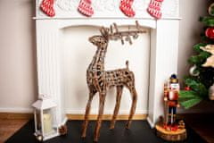 Dekorácia MagicHome Vianoce, Jeleň z prútia, strieborný, 41x14x73 cm