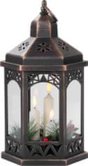 Lampáš MagicHome Vianoce Morocco, 3x LED sviečky, čierny, 3xAAA, plast, časovač, 18x15x32 cm