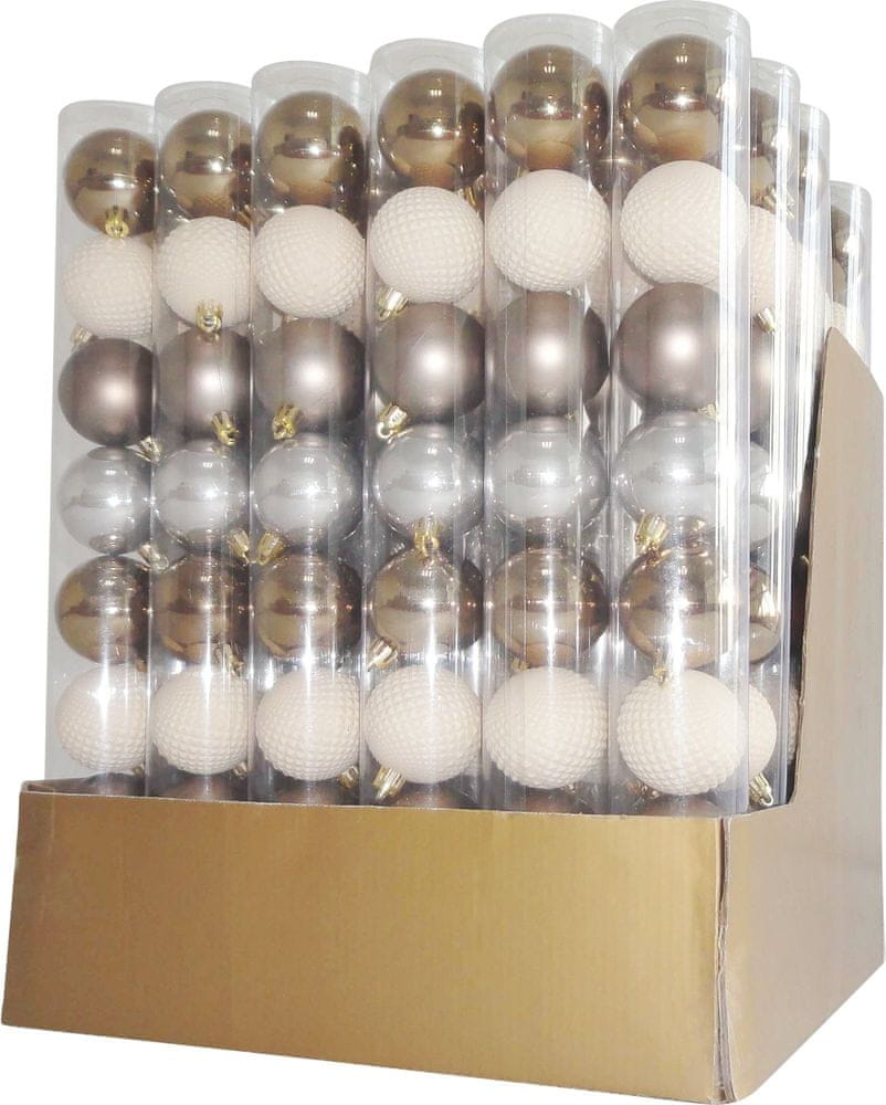Gule MagicHome Vianoce, 8 ks, bielo-strieborné-bronzové, na vianočný stromček, 5 cm, Sellbox 36 túb (36 bal)