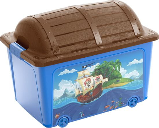 Box s vekom KIS W Box Pirate, 50L, modrý, 39x57x43 cm, s kolieskami