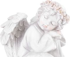 Dekorácia MagicHome, Sediaci anjel, LED, polyresin, na hrob, 15x15x14,5 cm