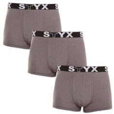 Styx 3PACK pánske boxerky športová guma tmavo sivé (3G1063) - veľkosť XL