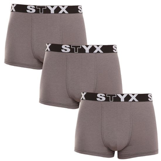 Styx 3PACK pánske boxerky športová guma tmavo sivé (3G1063)