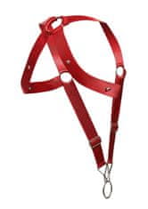 SvenjoymentUnderwear MOB DNGEON Crossback Harness (Red), pánsky postroj na telo a penis