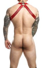 SvenjoymentUnderwear MOB DNGEON Crossback Harness (Red), pánsky postroj na telo a penis